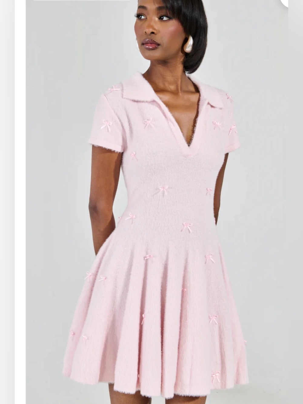 AKIRA Bow Down Mini Dress in Pink - Picture 3 of 13